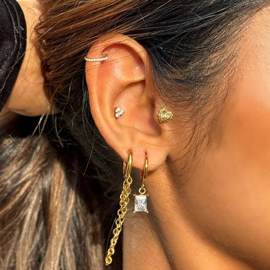 Kira Gold Drop Chain Huggie Hoop Earring 561 - She Chester