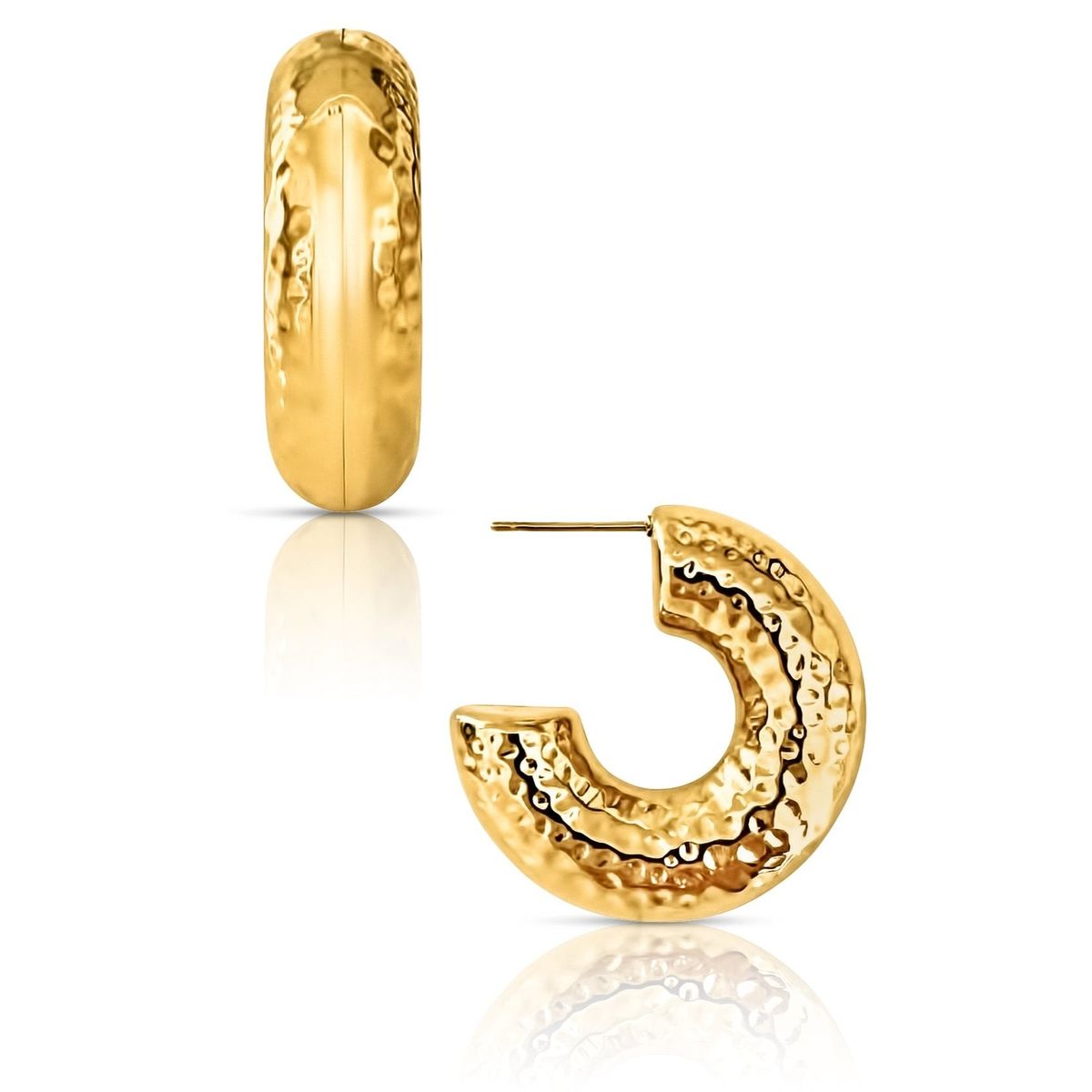 Kirby Hammered Tube Hoop Earring - She Chester