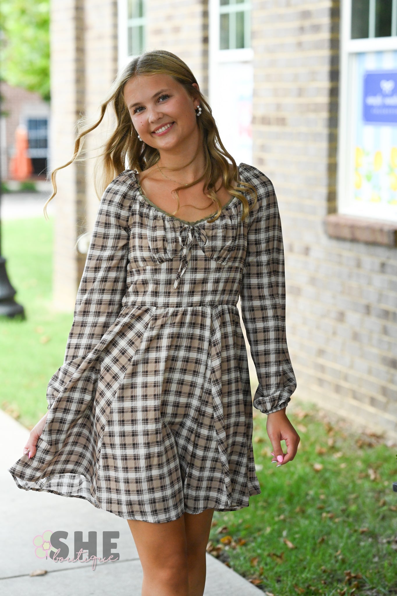 Lattes Tartan Mini Dress - She Chester