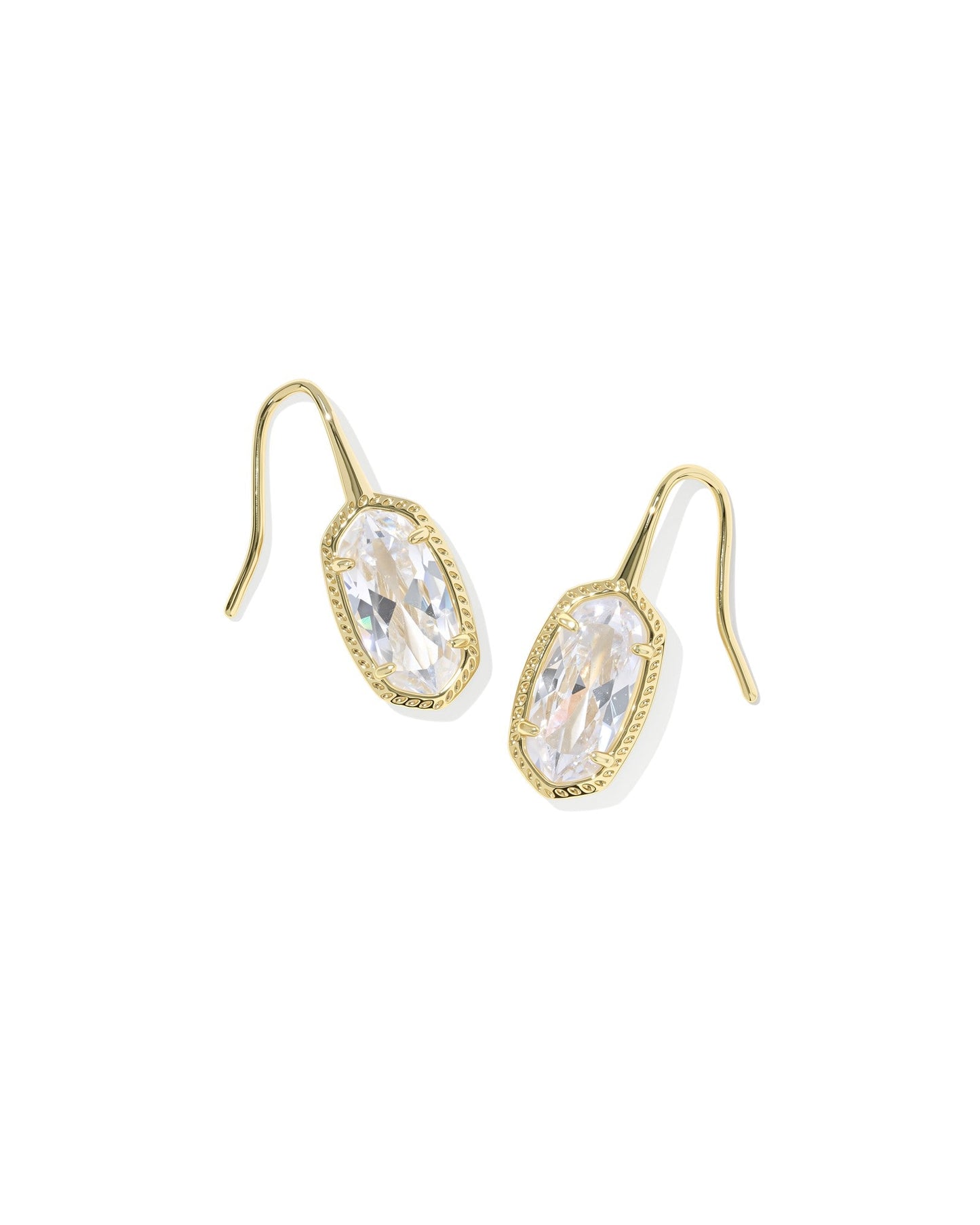 LEE LUXE DROP EARRINGS GOLD WHITE CZ - She Chester