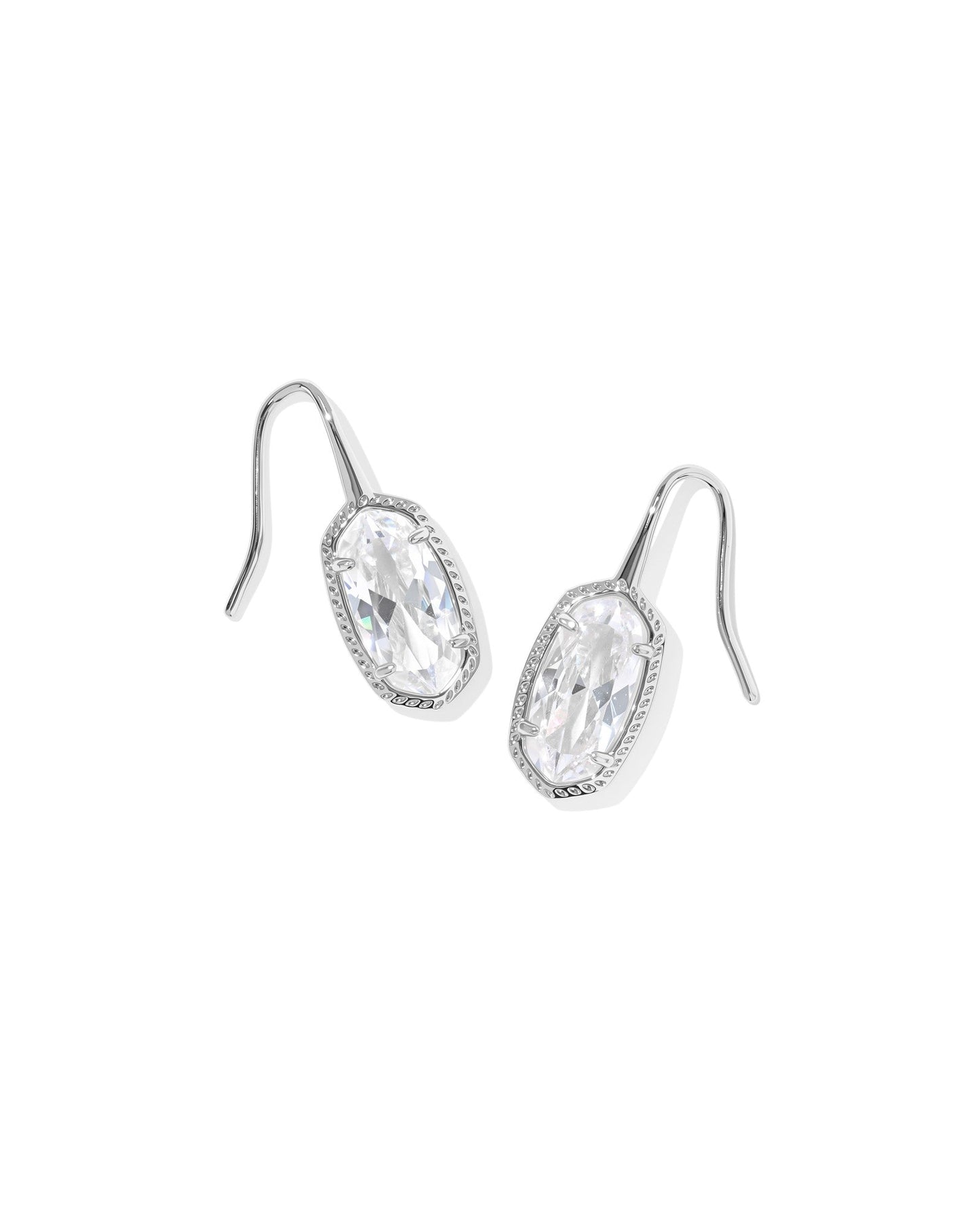LEE LUXE DROP EARRINGS SILVER WHITE CZ - She Chester