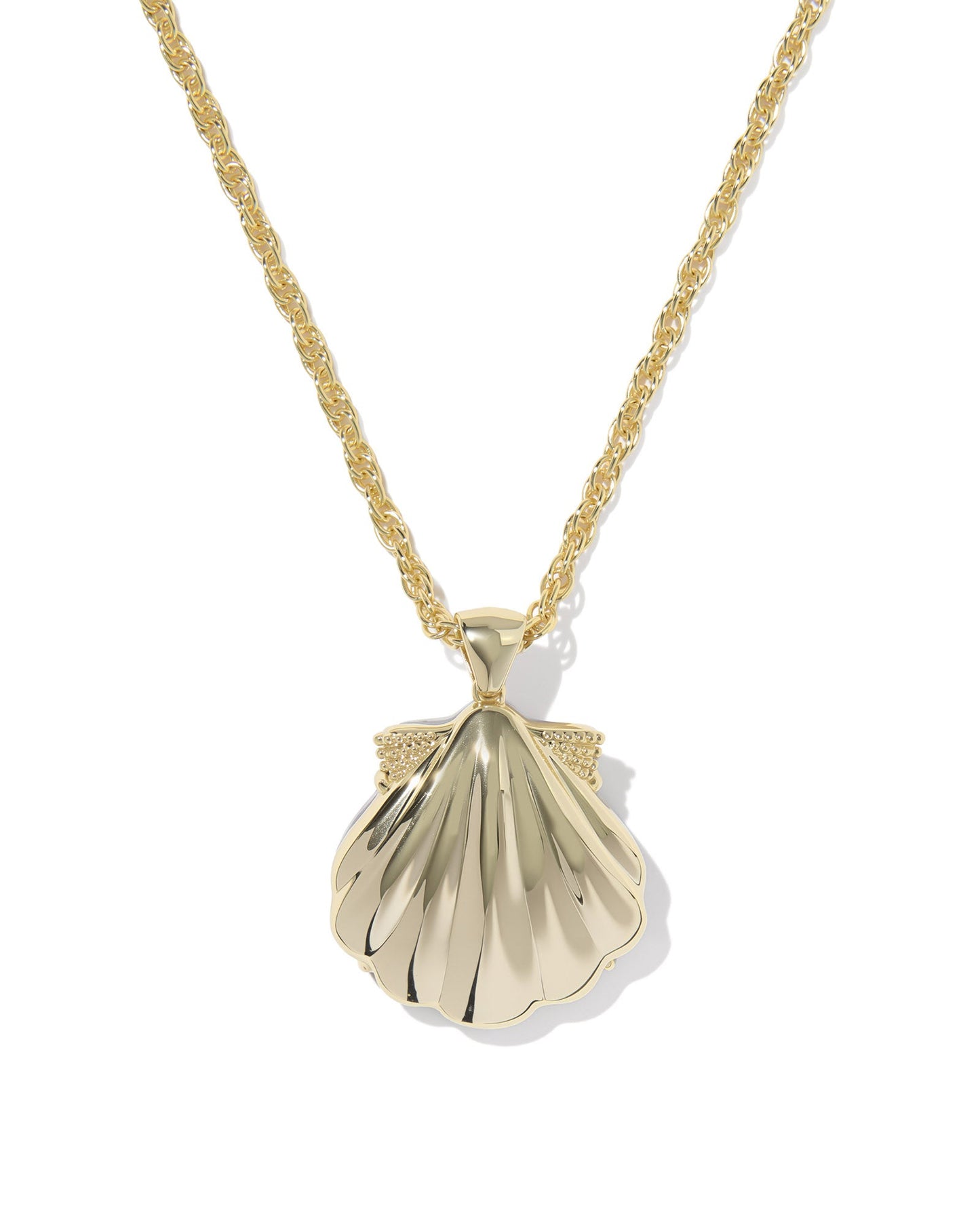 LUCIA SHELL SHORT PENDANT NECKLACE GOLD LIGHT MAUVE ILLUSION - She Chester