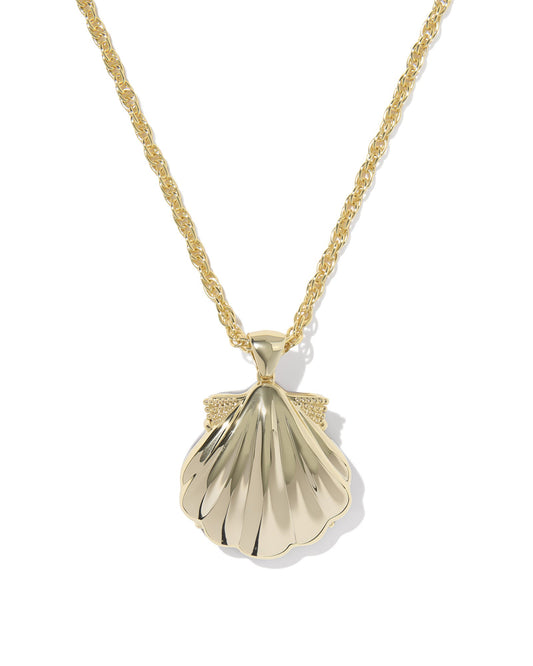 LUCIA SHELL SHORT PENDANT NECKLACE GOLD LIGHT MAUVE ILLUSION - She Chester