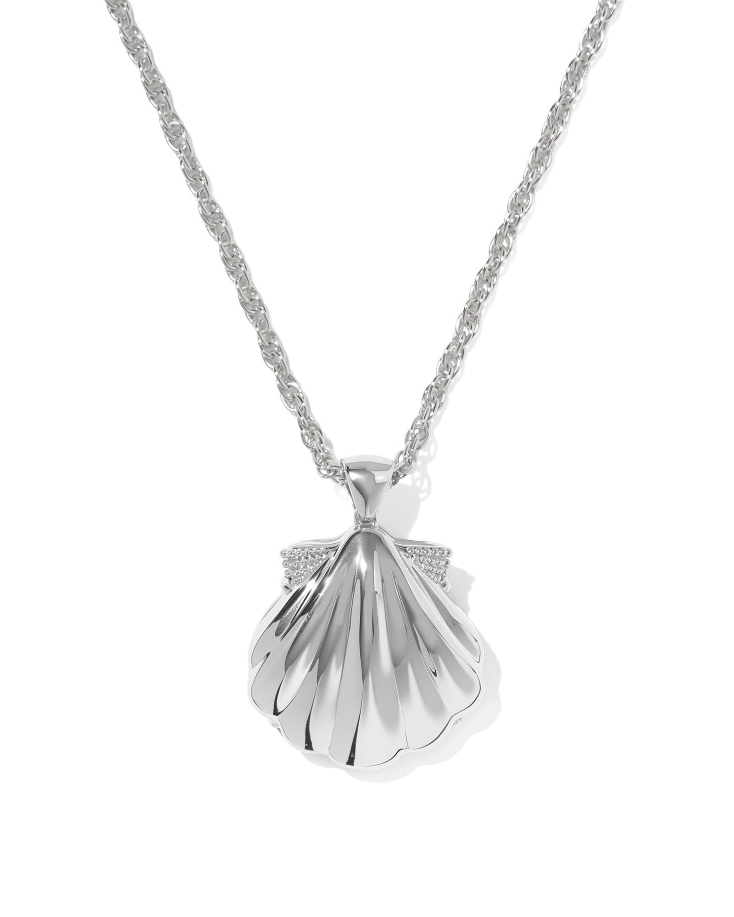 LUCIA SHELL SHORT PENDANT NECKLACE SILVER SEA GREEN CHRYSOCOLLA - She Chester