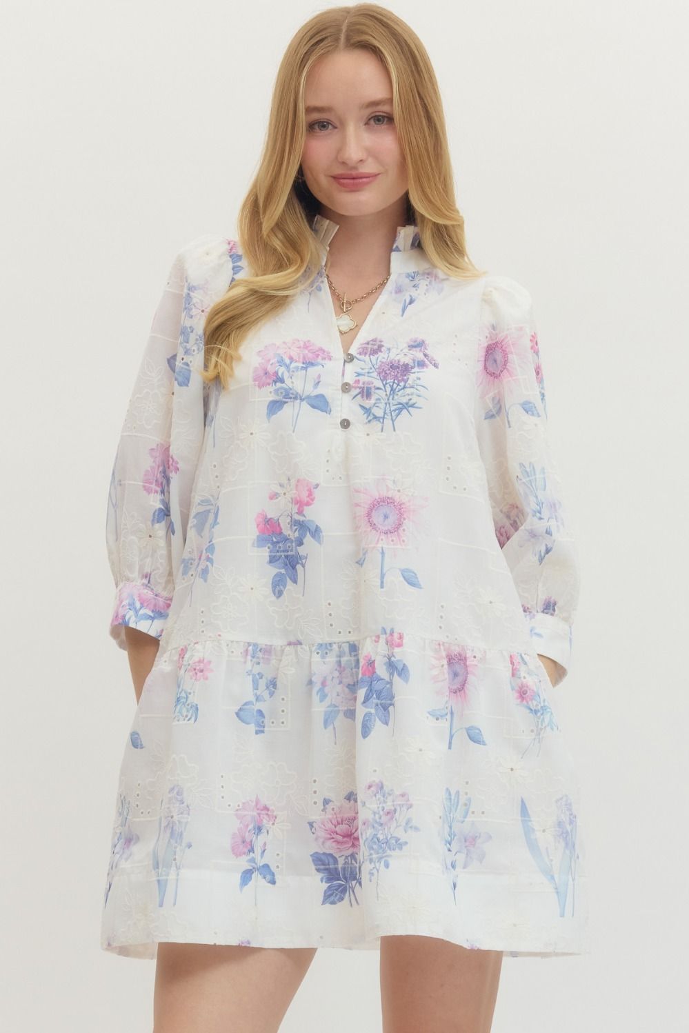 Lucille Purple Embossed Dress - She Chester