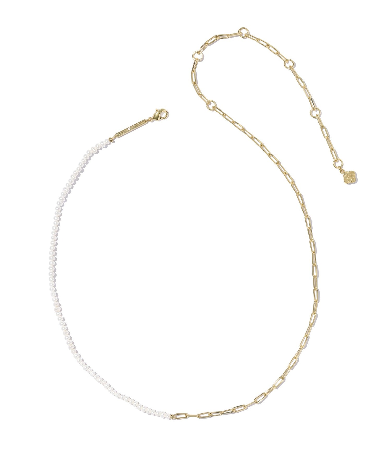 MARKIE HALF CHAIN NECKLACE GOLD FRESHWATER CULTURED PEARL - She Chester