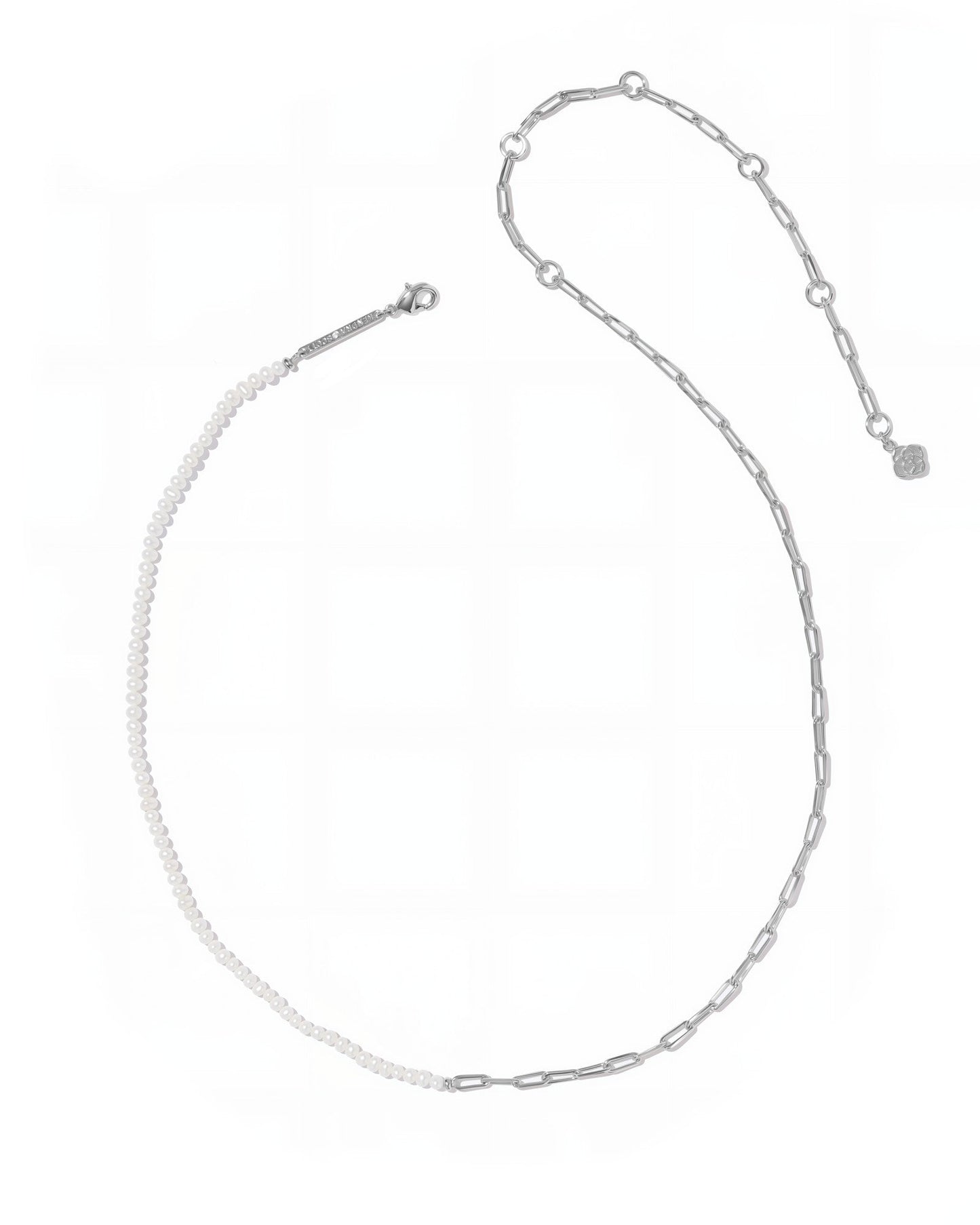 MARKIE HALF CHAIN NECKLACE RHODIUM FRESHWATER CULTURED PEARL - She Chester