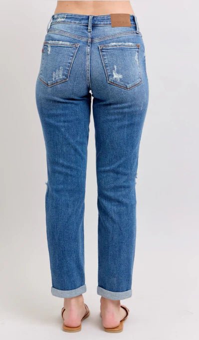 Mid Rise Vintage Wash Destroy Boyfriend Jean Style 82663 - She Chester