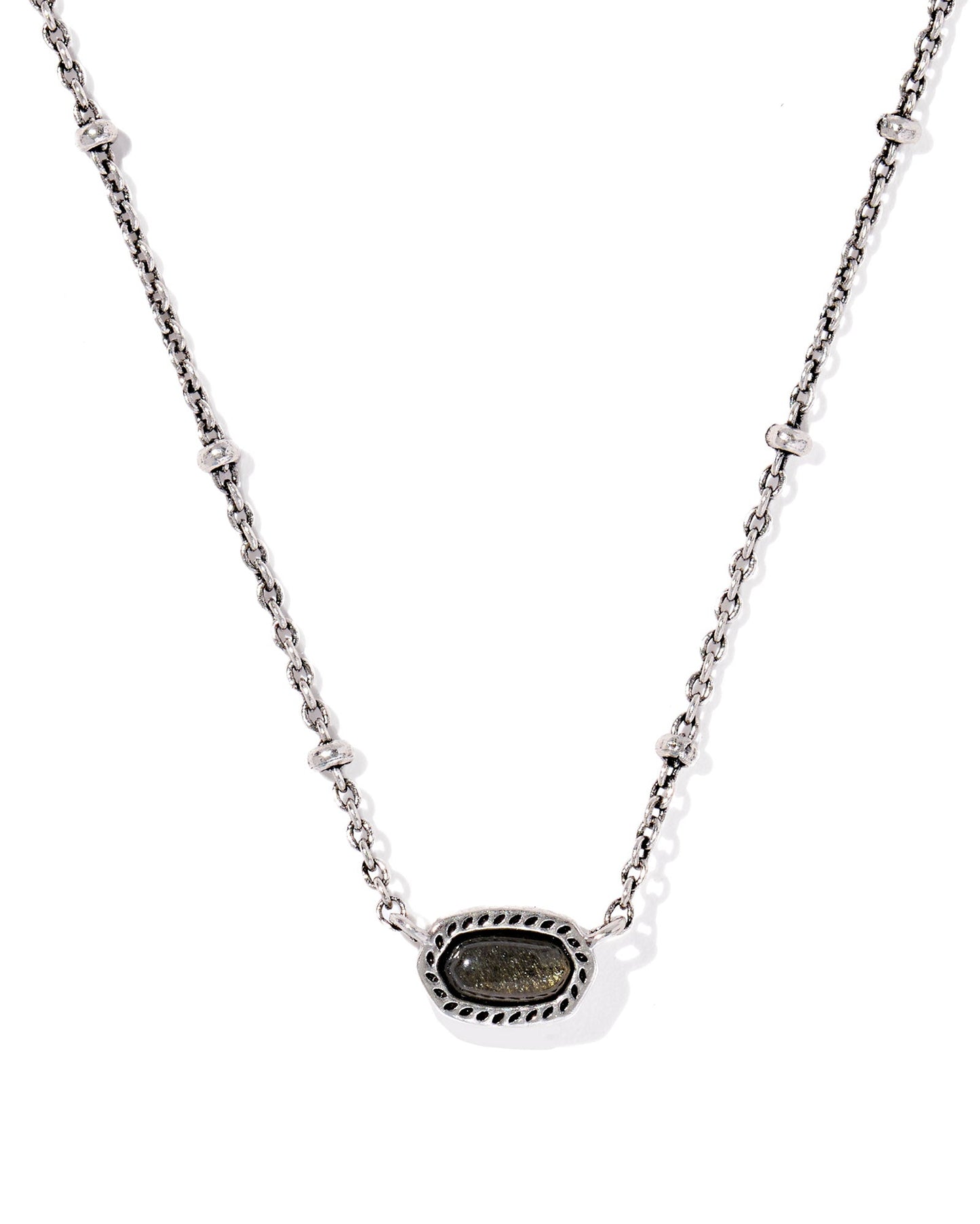 MINI ELISA SATELLITE SHORT PENDANT NECKLACE VINTAGE SILVER GOLDEN OBSIDIAN - She Chester