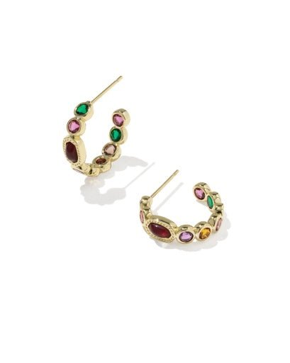 Mini Elisa Tennis Huggie Earrings - Gold Dark Multi Mix - She Chester