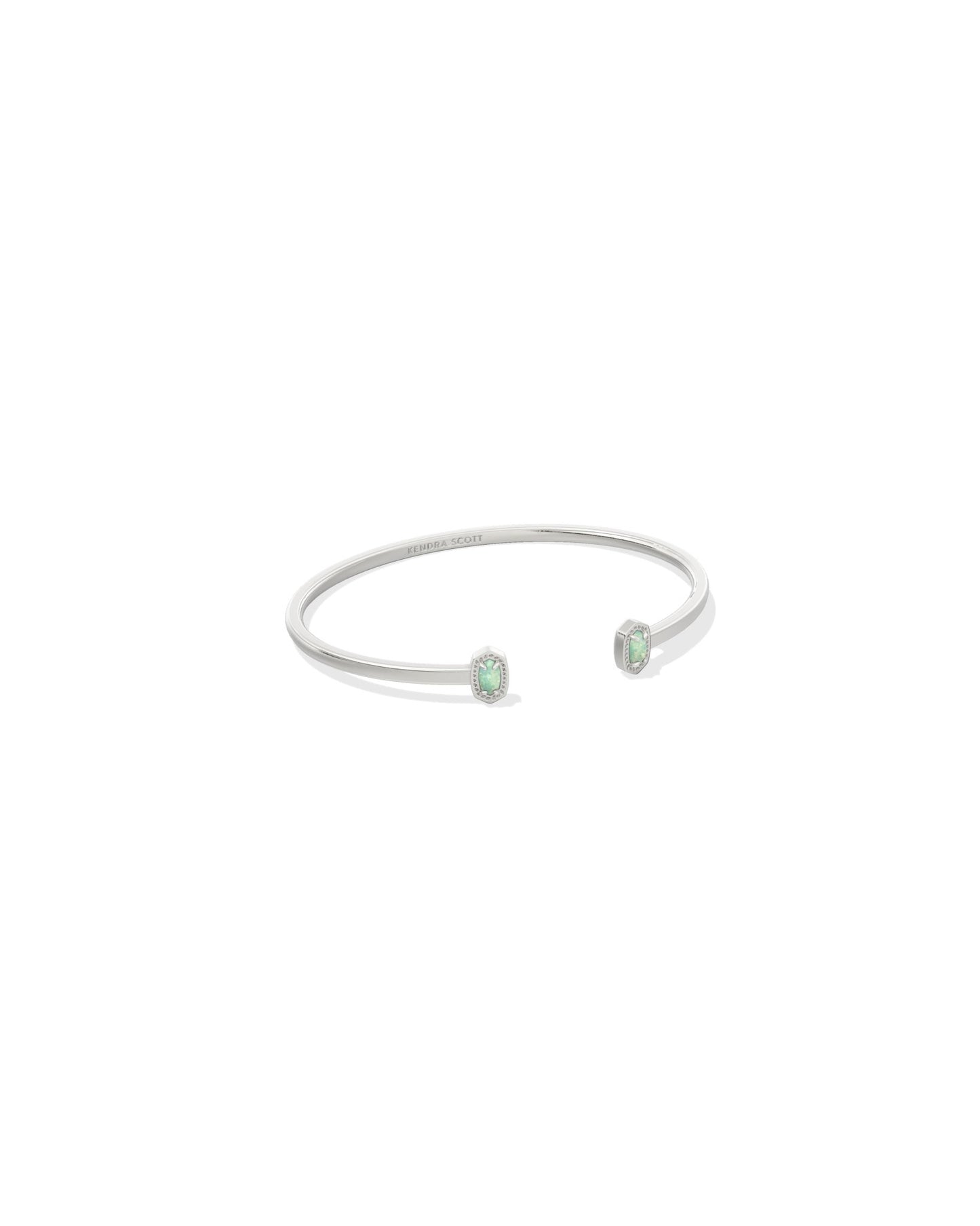 MINI ELTON CUFF BRACELET SILVER GREEN LAB GROWN OPAL S/M - She Chester