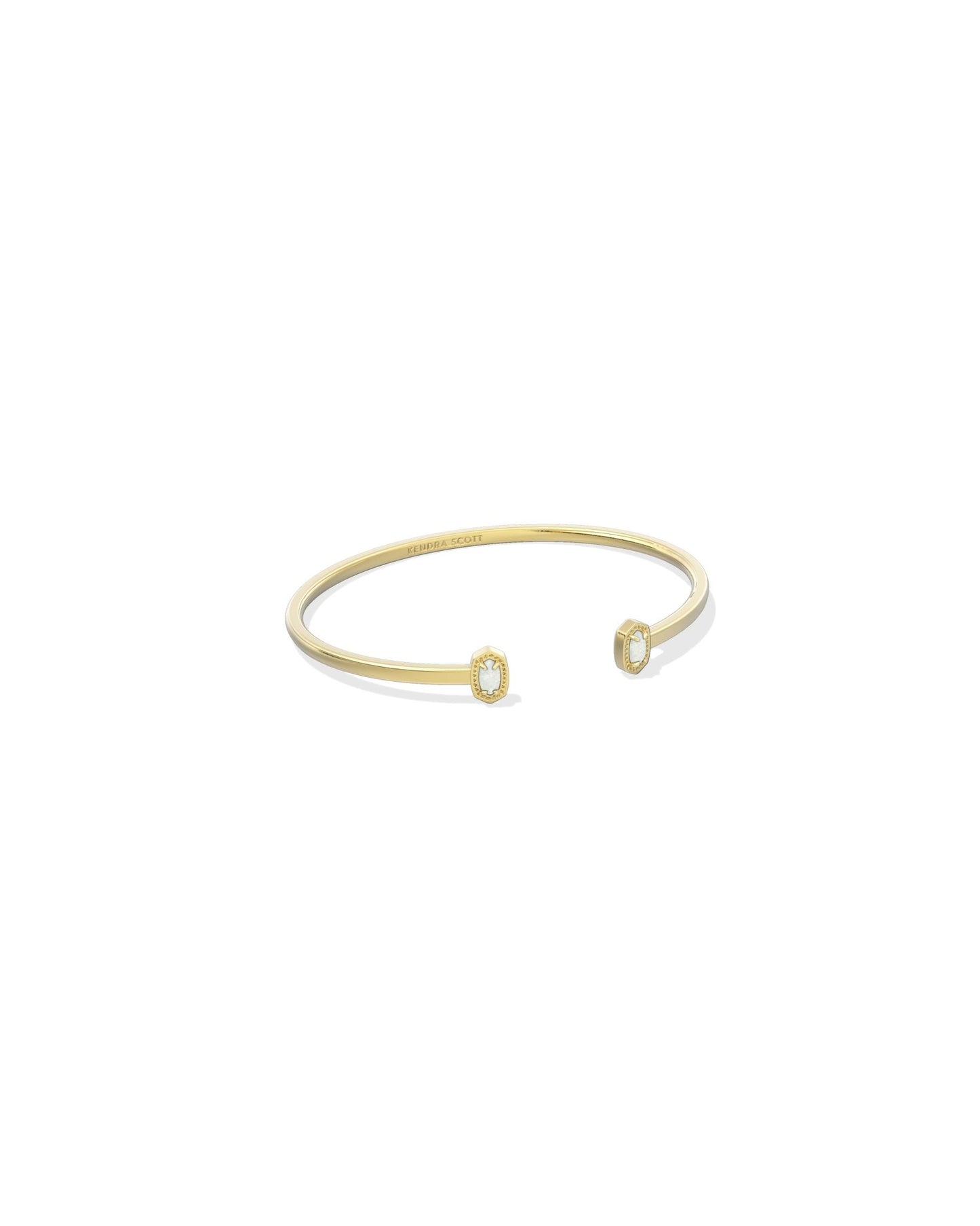 MINI ELTON CUFF BRACELETGOLD BRIGHT WHITE LAB GROWN OPAL S/M - She Chester