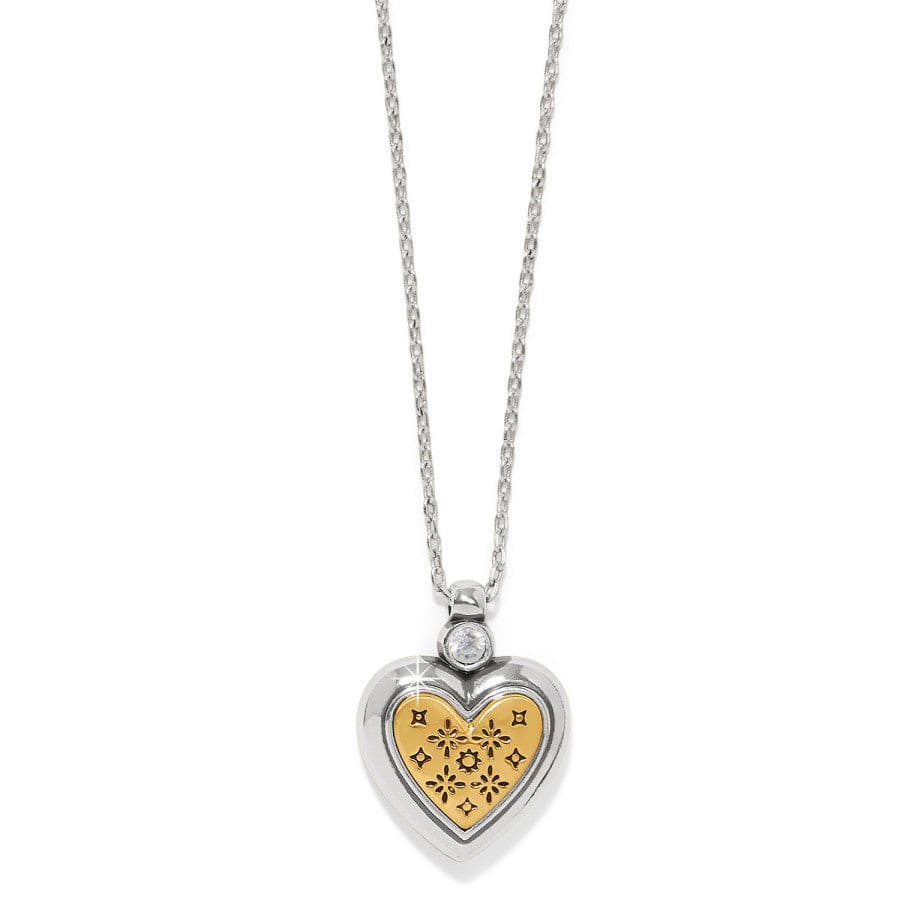 Mosaic Heart Two Tone Heart Petite Necklace JM7611 - She Chester