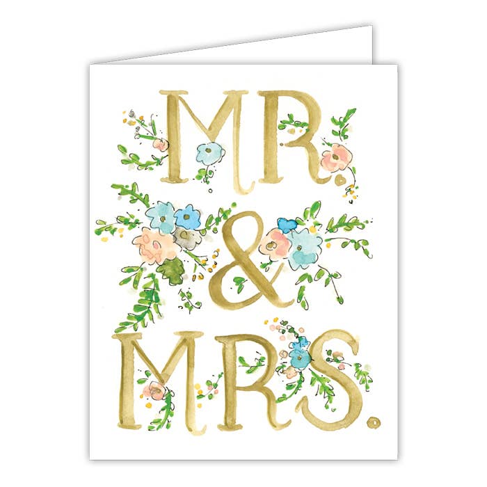 Mr and Mrs Floral Small Folded Greeting Card - She Chester