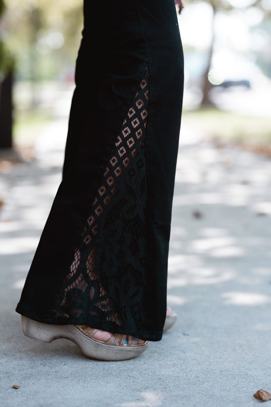 MR Black Lace Hem Jean - She Chester