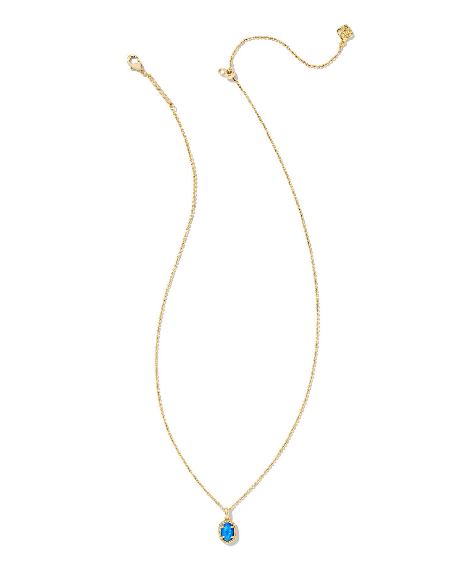 DAPHNE FRAMED SHORT PENDANT NECKLACE IN GOLD BRIGHT BLUE KYOCERA OPAL