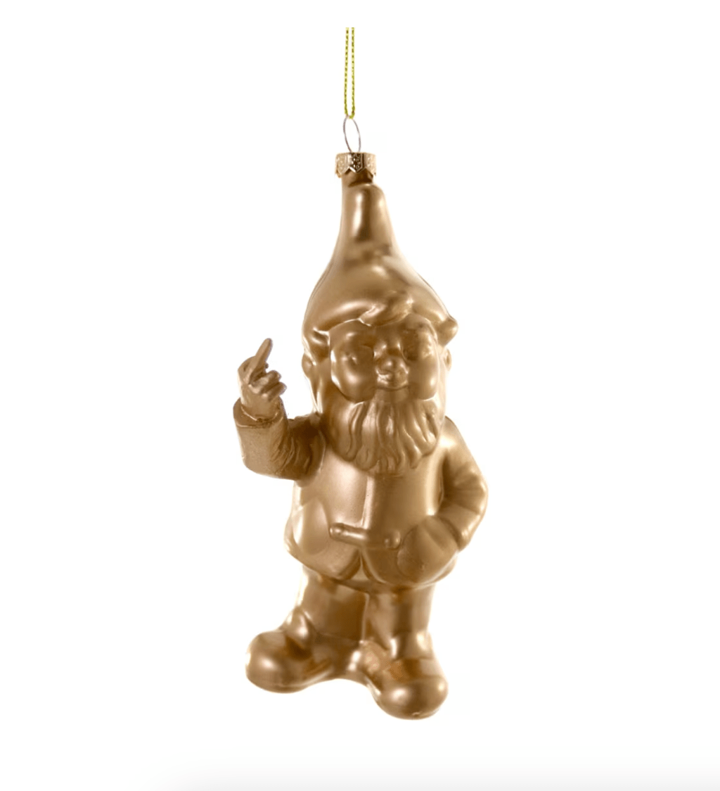 Naughty Gnome (GOLD) Ornament - She Chester