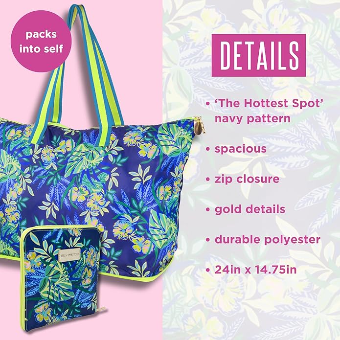 Packable Tote - Navy Spot - She Chester
