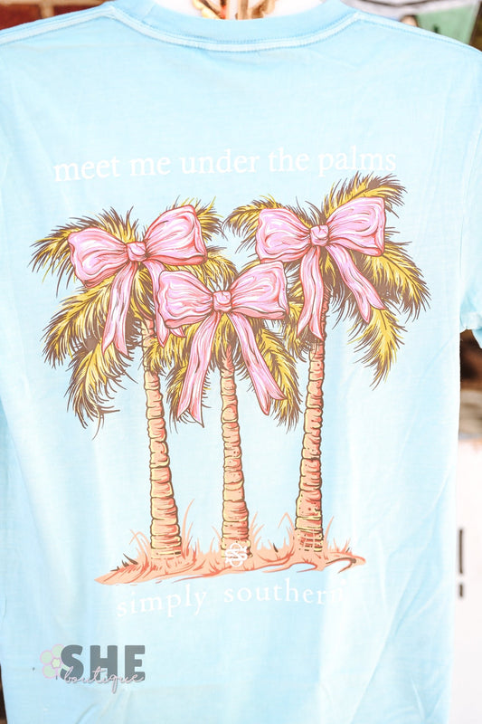Palm with Bow Mineral Wash Tee - She Chester