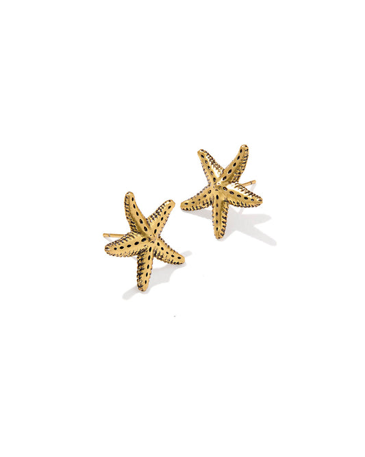 PARKER STARFISH METAL STUD EARRINGS VINTAGE GOLD - She Chester