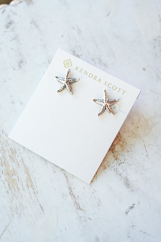 PARKER STARFISH METAL STUD EARRINGS VINTAGE SILVER - She Chester