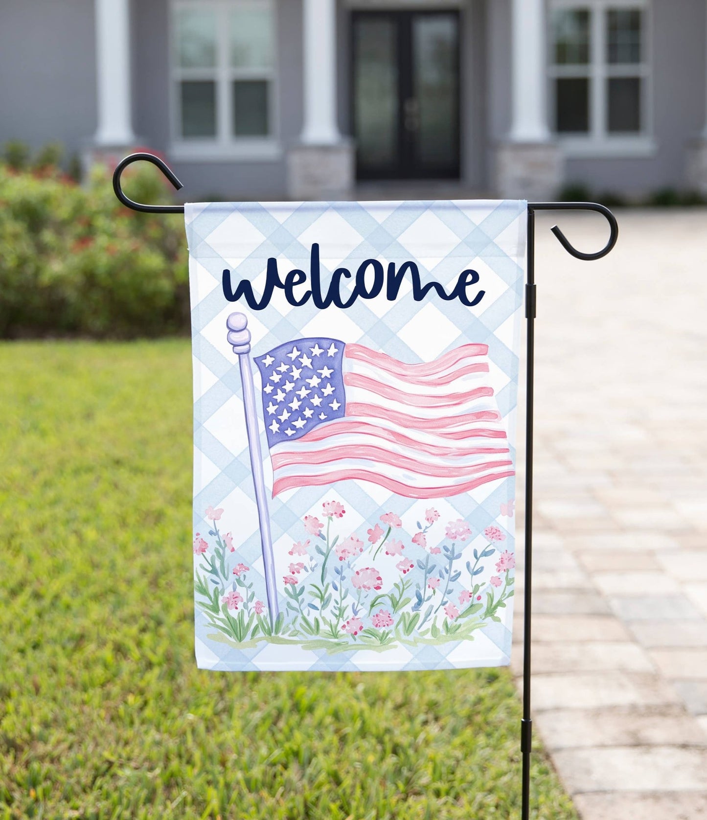 Patriotic Garden Flag – Welcome USA Flag: 12" x 18" - Double - Sided - She Chester