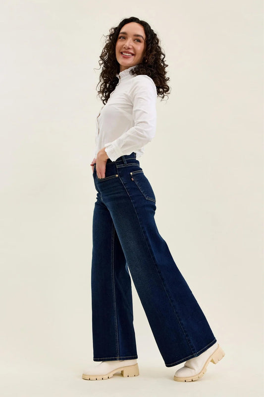 Petite High Waist Lux Retro Wide Jeans PT82748 - She Chester