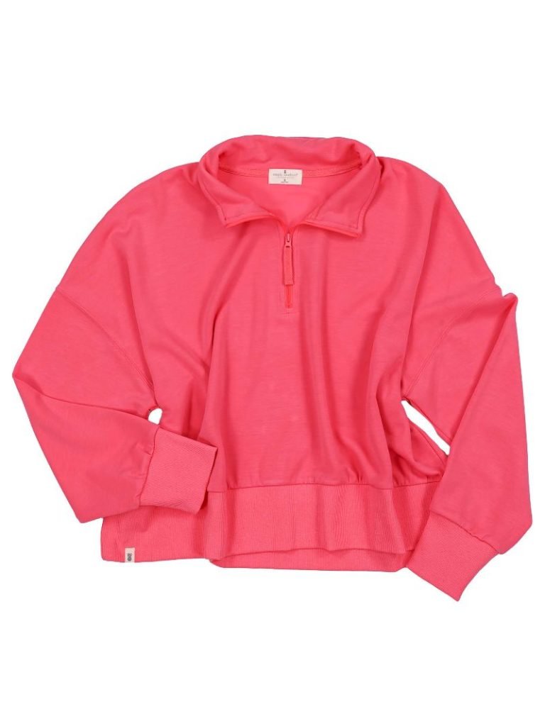 Pink Cropped Quarter Zip Pullover - She Chester