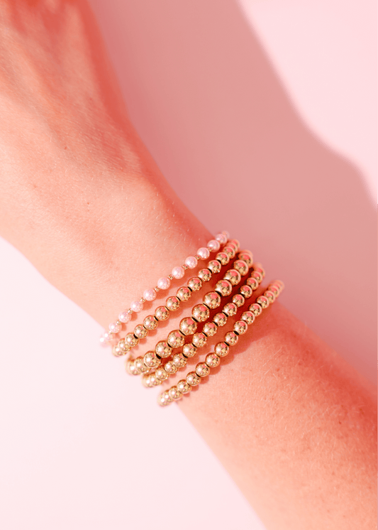 Pink Mini Luci Bracelet in Gold: Standard 6.75 inch - She Chester