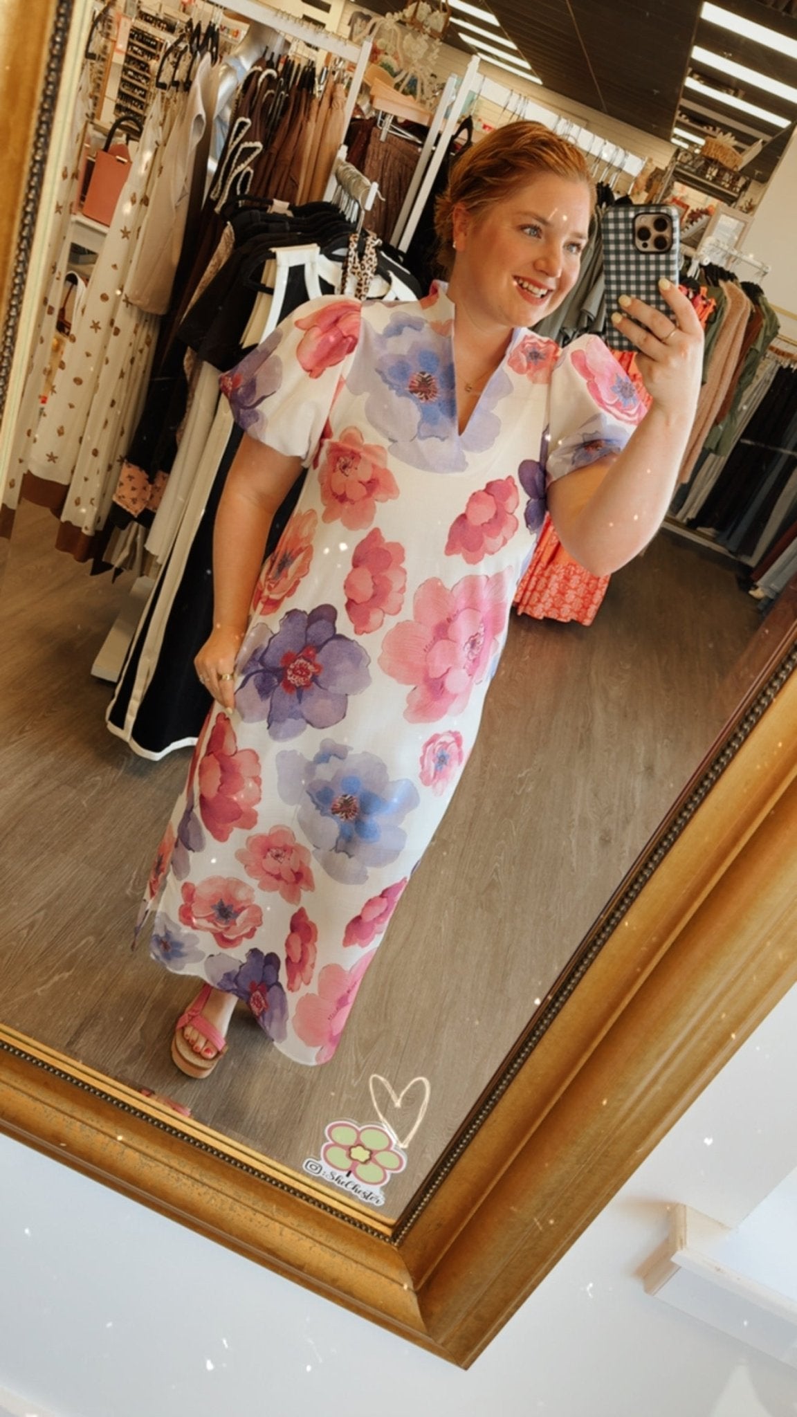 Pink Purple Poppy Maxi Dress - She Chester