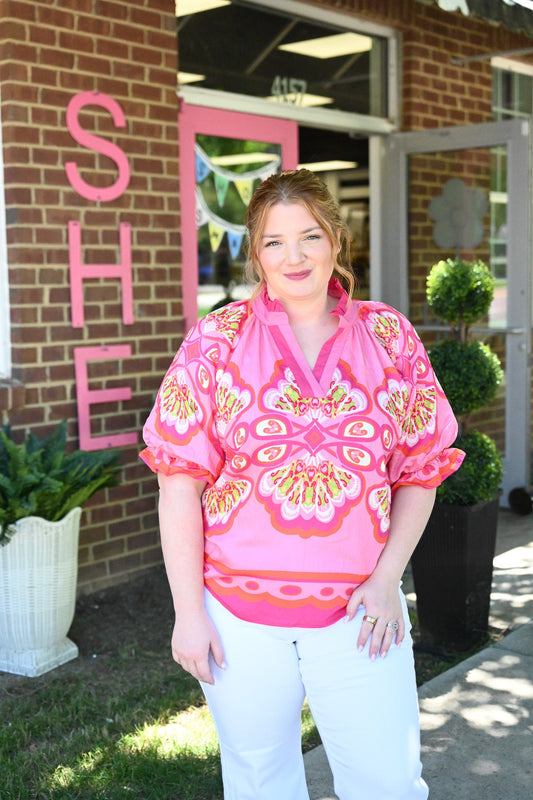 Pop of Pink Blouse - She Chester