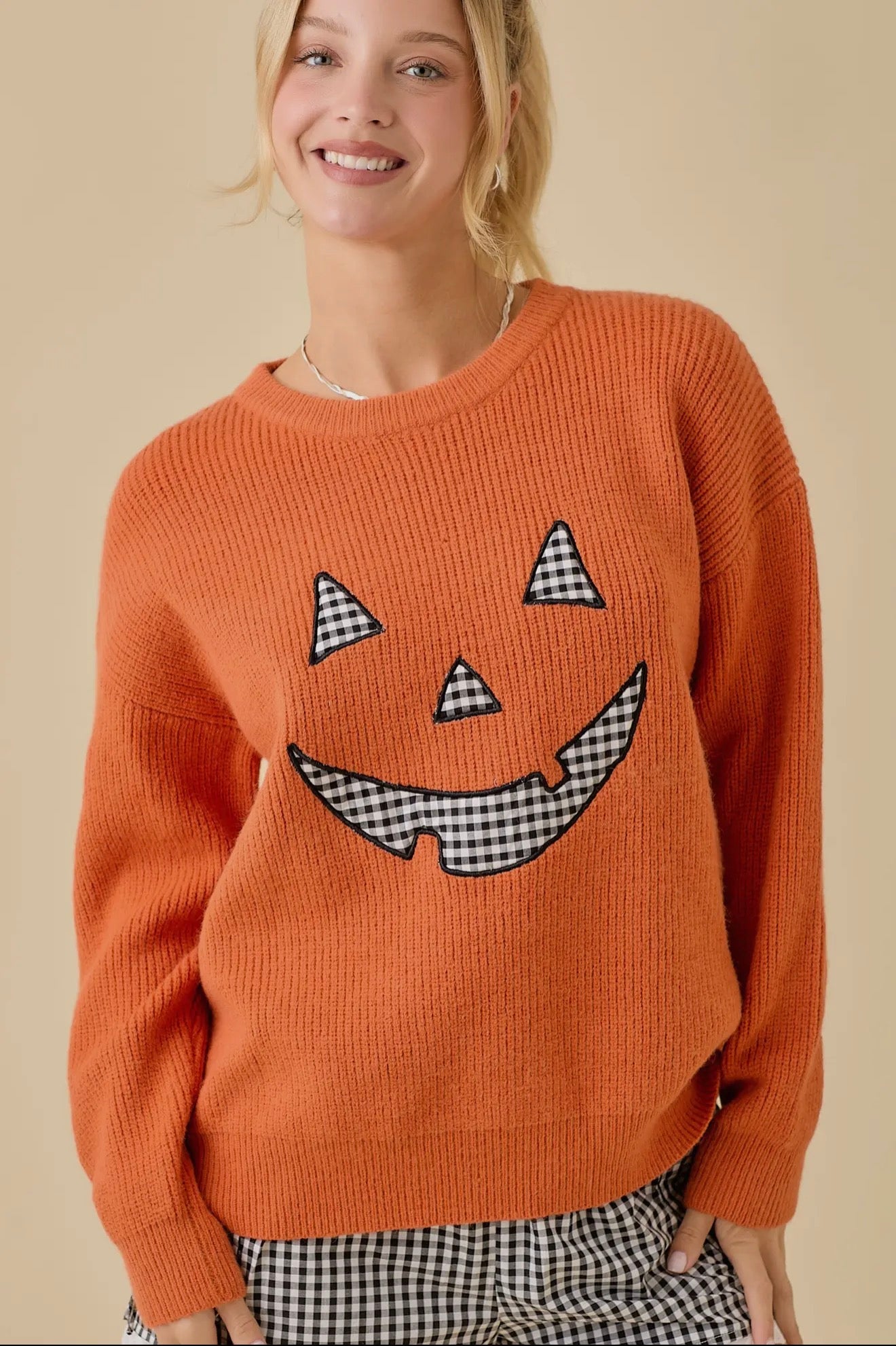 Pumpkin Face Sweater - She Chester