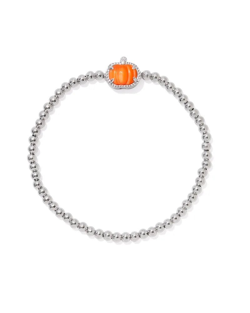 PUMPKIN STRETCH BRACELET SILVER ORANGE MOTHER OF PEARL - She Chester