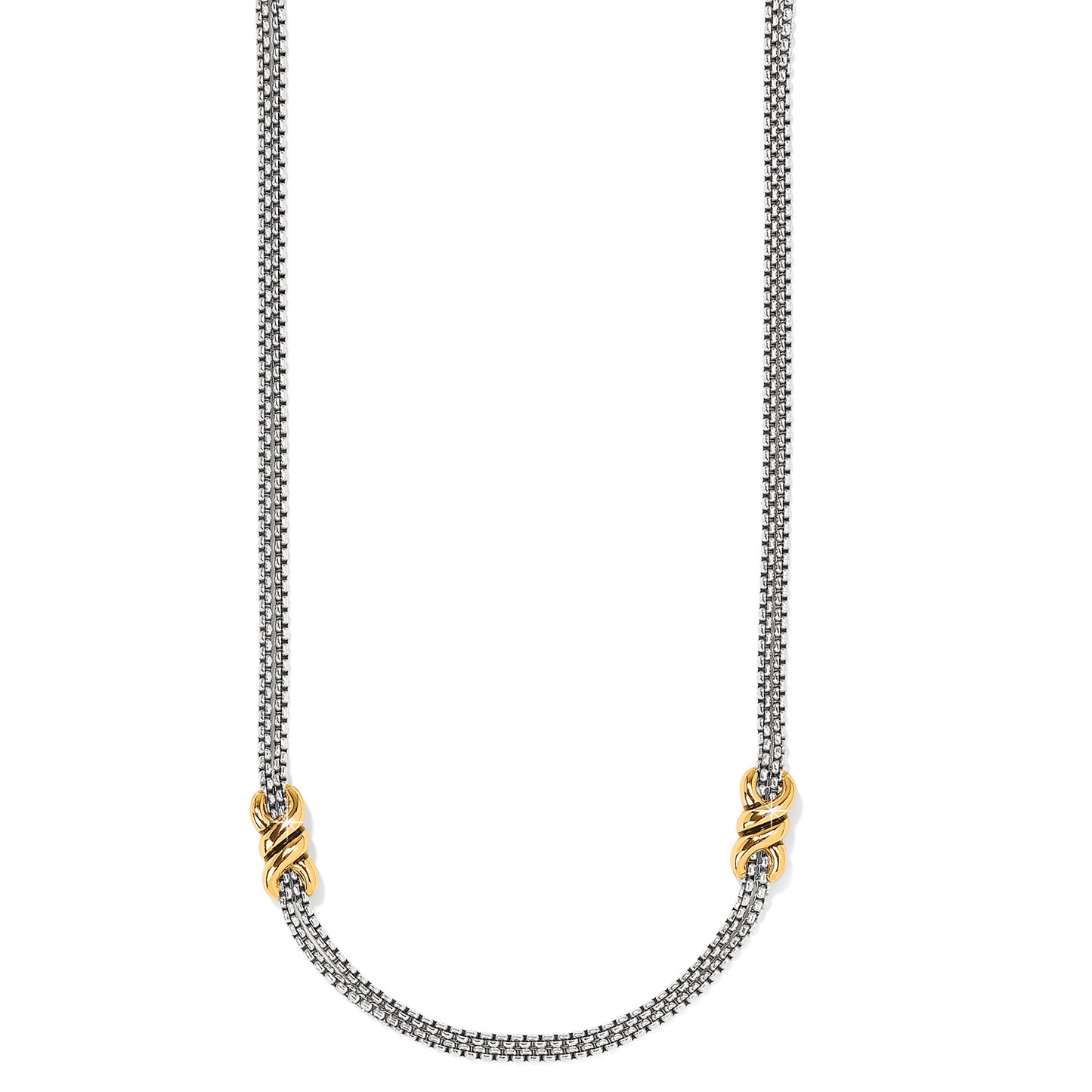 Interlok Twist Two Tone Double Chain Necklace - JM7587