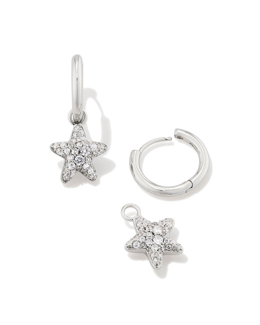 JAE STAR PAVE HUGGIE EARRINGS IN SILVER WHITE CRYSTAL