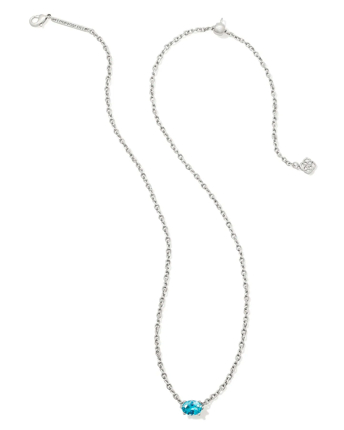 Cailin Pendant Necklace Rhodium Aqua Crystal