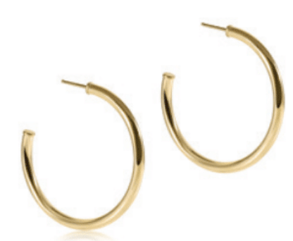 Round Gold 1.5" Post Hoop - 3mm - Smooth - She Chester