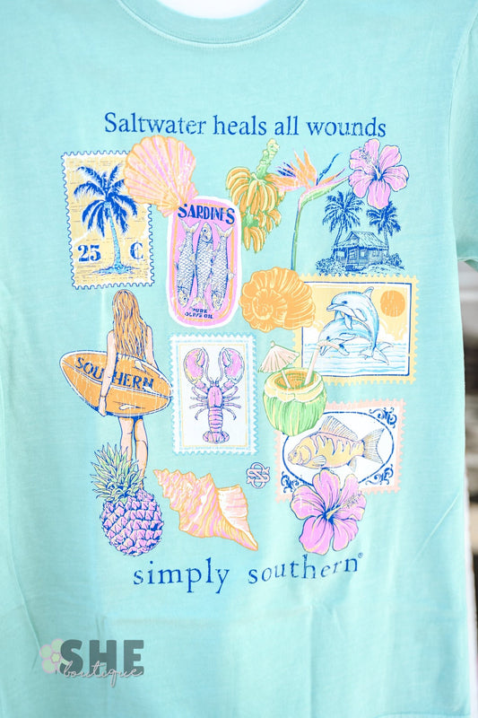 Salty Stamps Mineral Wash Tee - She Chester