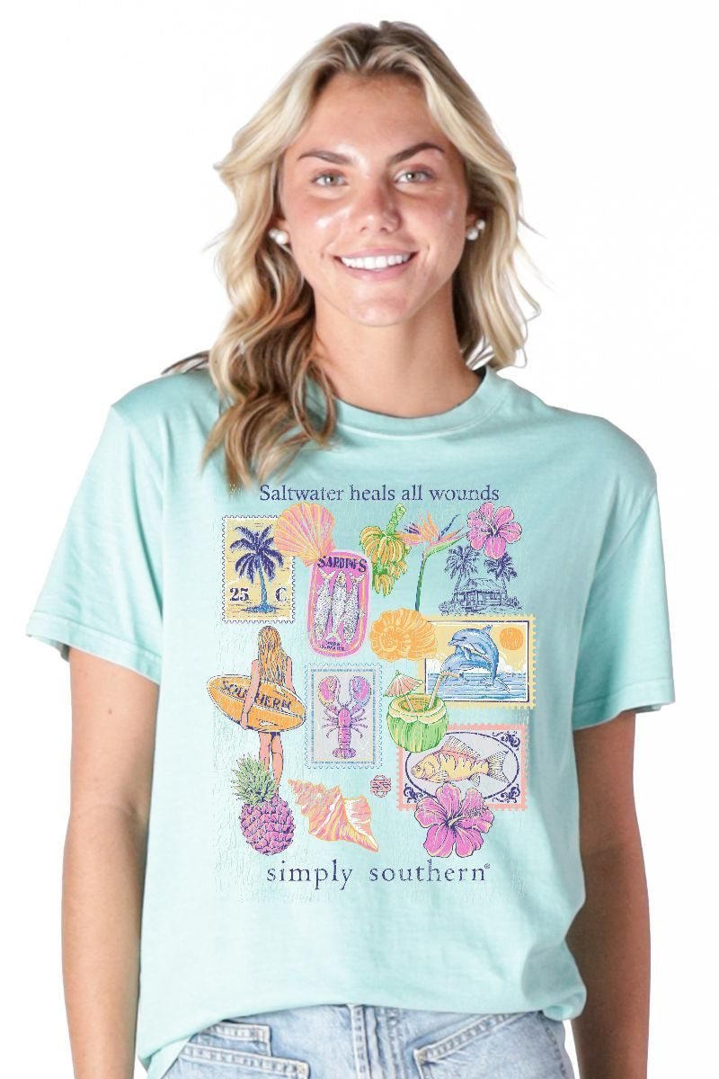 Salty Stamps Mineral Wash Tee - She Chester