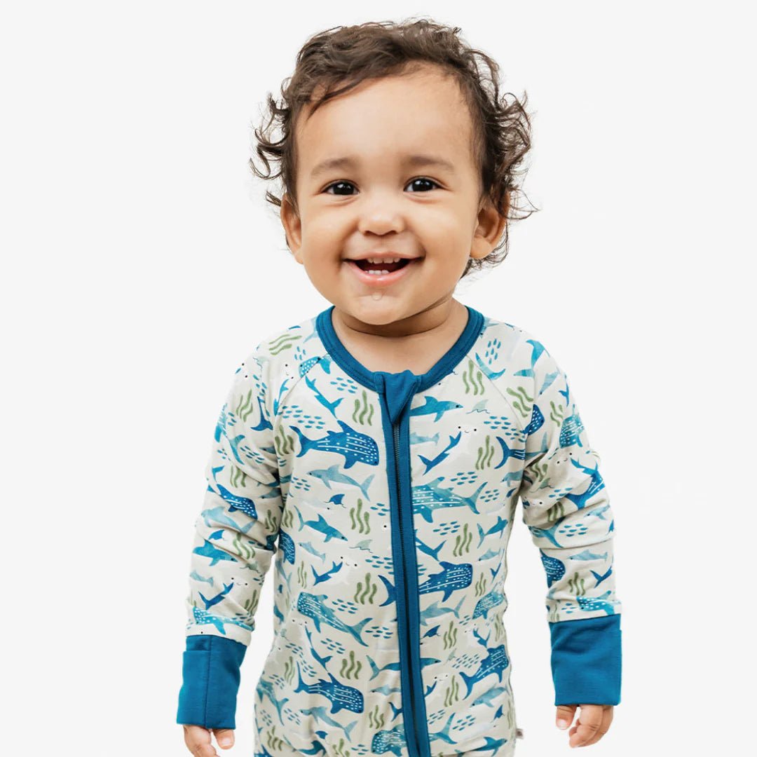 Shark Friends Bamboo Convertible Baby Pajamas - She Chester