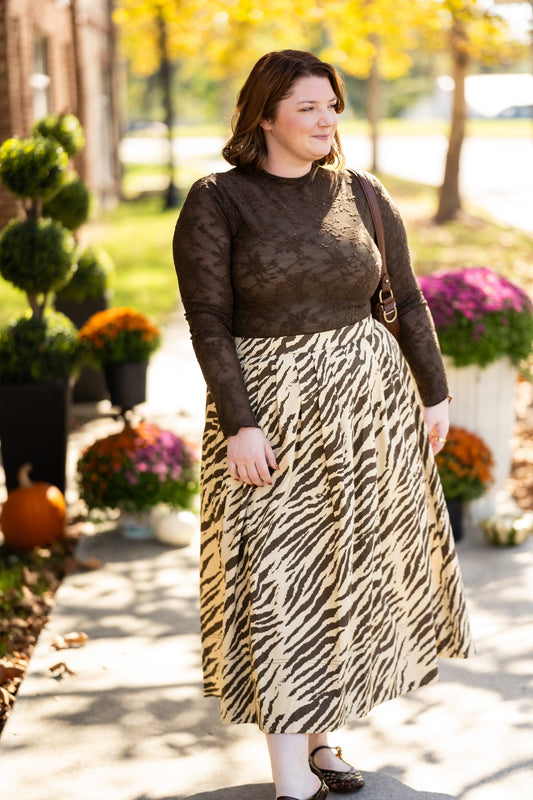 Sherah Brown Lace Long Sleeve - She Chester