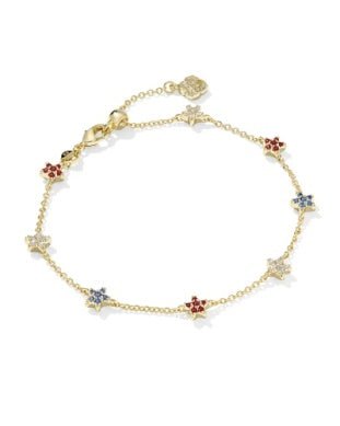Sierra Star Crystal Delicate Bracelet Gold Red White Blue Mix - She Chester