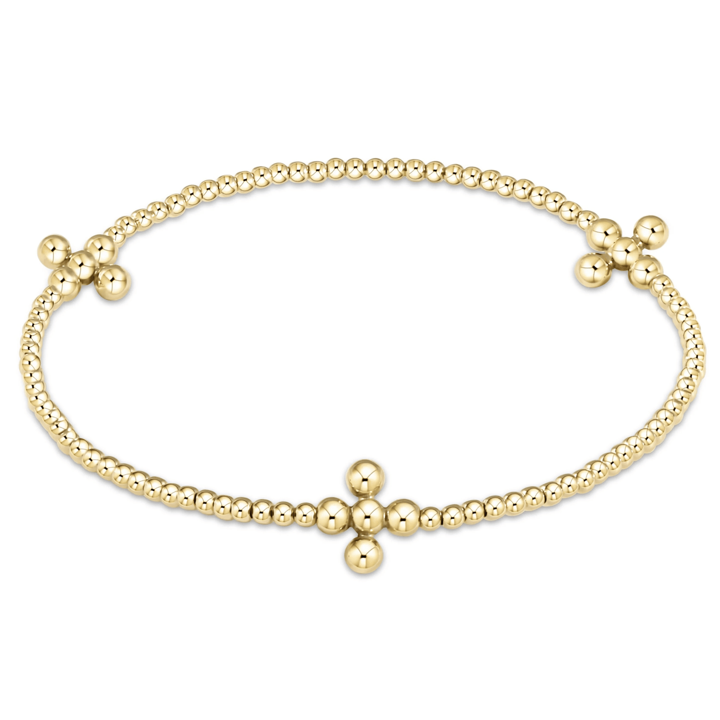 Signature Classic Gold Cross 2mm Beaded Pattern Bracelet - She Chester