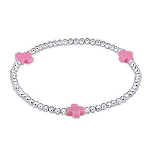 Signature Cross 3mm Silver - Bright Pink - She Chester