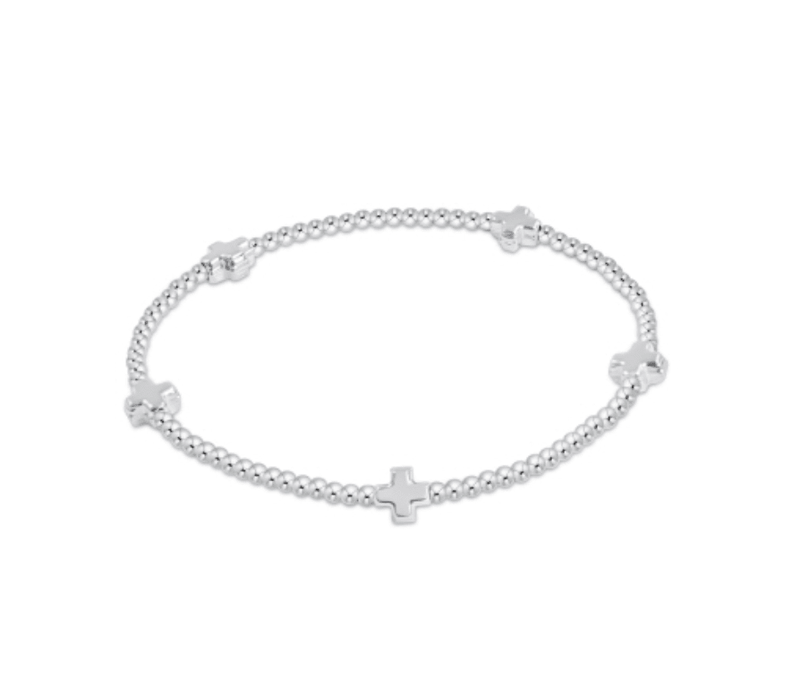 Signature Cross Small Sterling Silver 2mm Bead Bracelet - She Chester