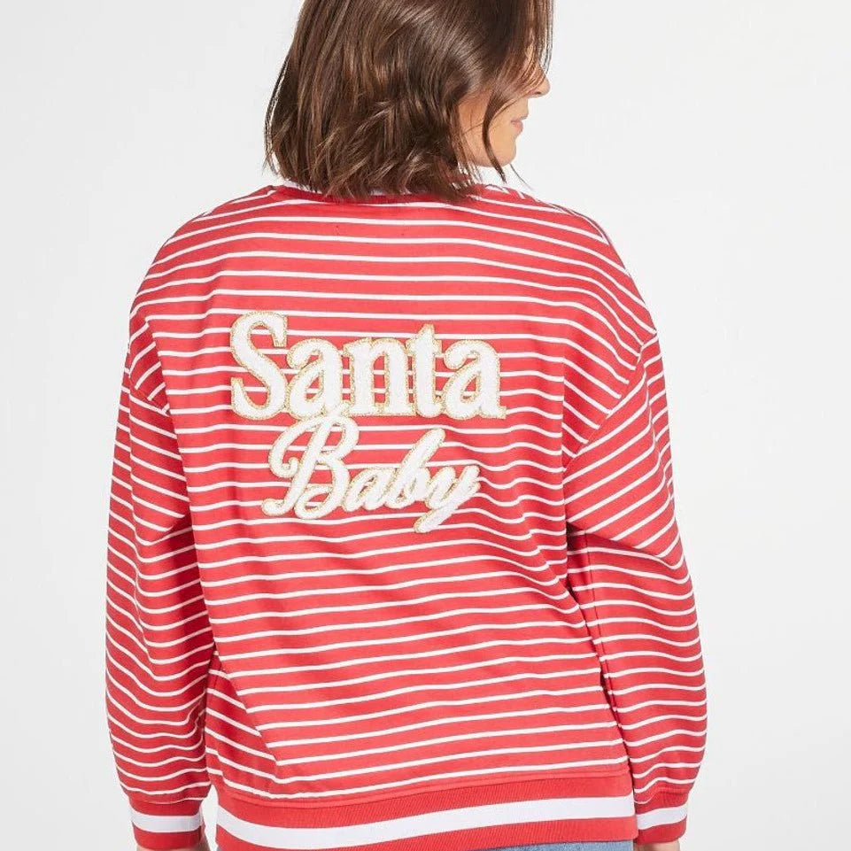 Santa Red Stripe Varsity Crew