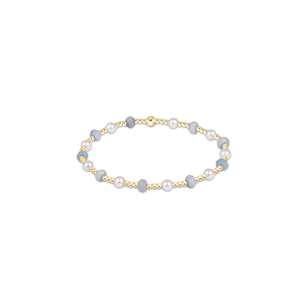 Sincerity Gemstone & Pearl 4mm Bracelet - Aquamarine - She Chester