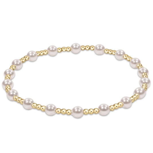 Classic Sincerity Pattern Sterling 4mm Bead Bracelet - Pearl