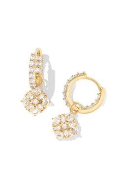 DIRA CRYSTAL HUGGIE EARRINGSGOLD WHITE CRYSTAL