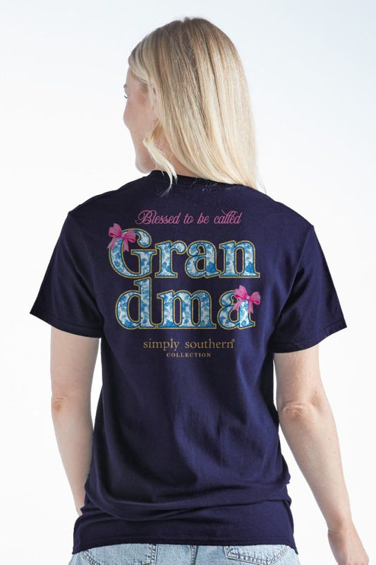 Blessed Grandma Navy Short Sleeve